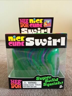 Needoh Nice Cube Swirl Super Solid Squish! - Green, Blue, Purple Swirl